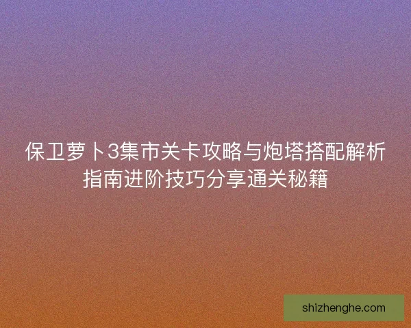 保卫萝卜3集市关卡攻略与炮塔搭配解析指南进阶技巧分享通关秘籍