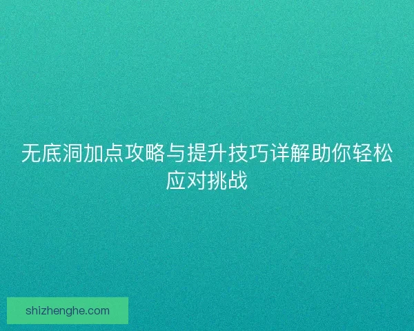 无底洞加点攻略与提升技巧详解助你轻松应对挑战