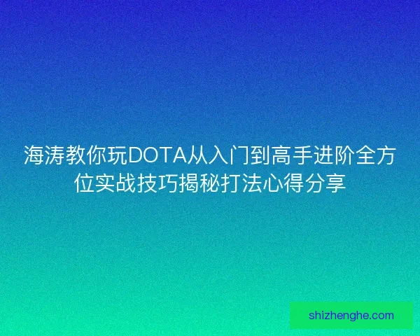 海涛教你玩DOTA从入门到高手进阶全方位实战技巧揭秘打法心得分享