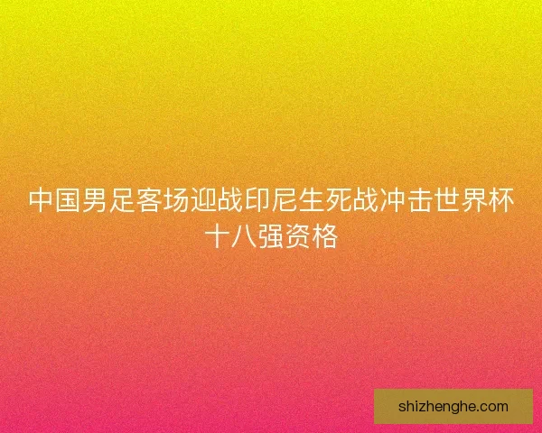 中国男足客场迎战印尼生死战冲击世界杯十八强资格